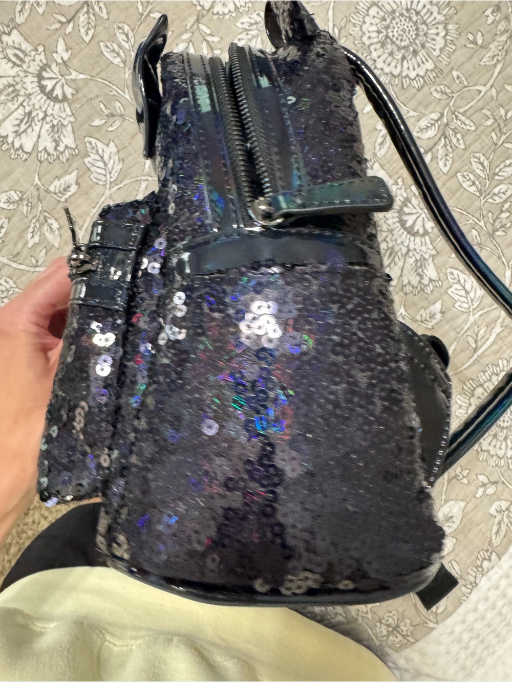 LoungeFly Sequin Minnie Ear Mini Backpack - Black - Picture 15 of 15